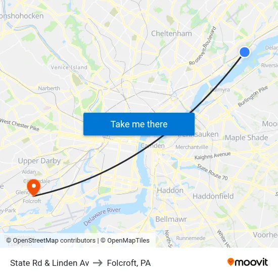 State Rd & Linden Av to Folcroft, PA map