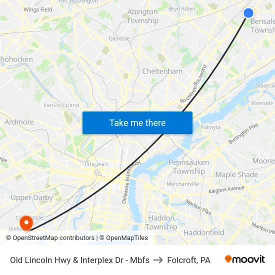 Old Lincoln Hwy & Interplex Dr - Mbfs to Folcroft, PA map