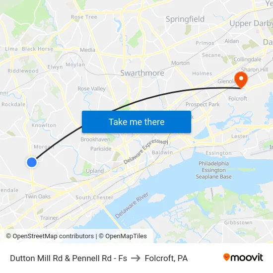 Dutton Mill Rd & Pennell Rd - Fs to Folcroft, PA map