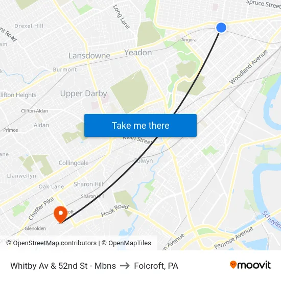 Whitby Av & 52nd St - Mbns to Folcroft, PA map