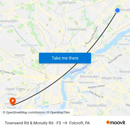 Townsend Rd & Mcnulty Rd - FS to Folcroft, PA map