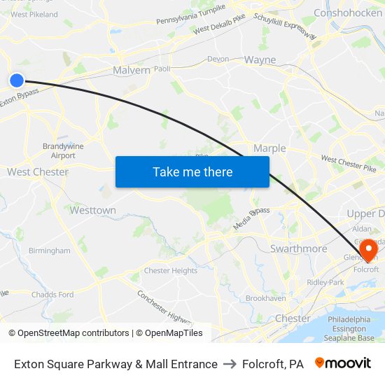 Exton Square Parkway & Mall Entrance to Folcroft, PA map