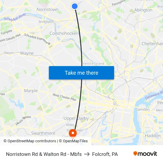 Norristown Rd & Walton Rd - Mbfs to Folcroft, PA map