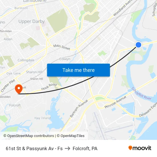 61st St & Passyunk Av - Fs to Folcroft, PA map