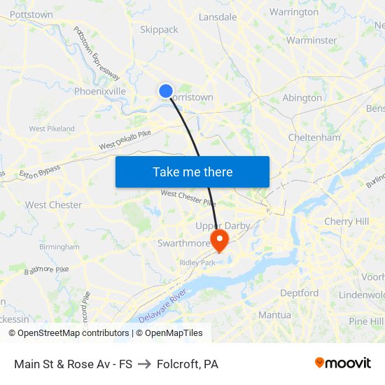 Main St & Rose Av - FS to Folcroft, PA map