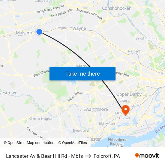 Lancaster Av & Bear Hill Rd - Mbfs to Folcroft, PA map