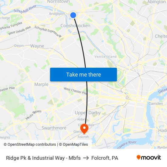 Ridge Pk & Industrial Way - Mbfs to Folcroft, PA map