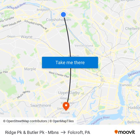 Ridge Pk & Butler Pk - Mbns to Folcroft, PA map