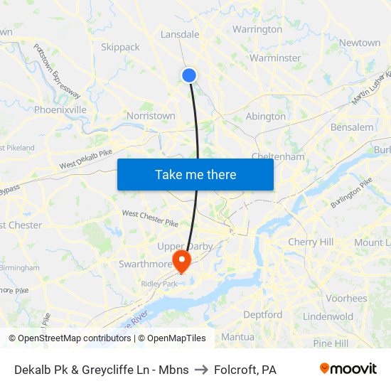 Dekalb Pk & Greycliffe Ln - Mbns to Folcroft, PA map