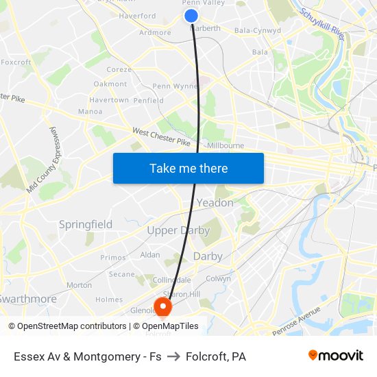 Essex Av & Montgomery - Fs to Folcroft, PA map