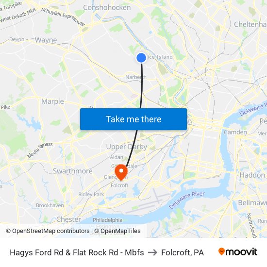 Hagys Ford Rd & Flat Rock Rd - Mbfs to Folcroft, PA map