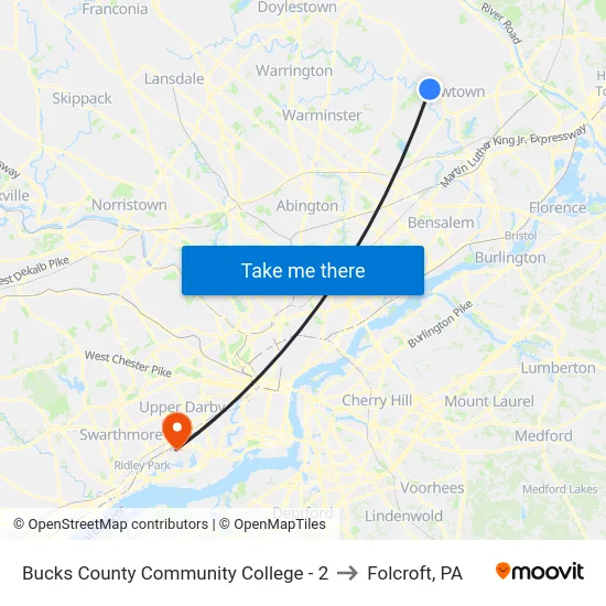 Bucks County Community College - 2 to Folcroft, PA map