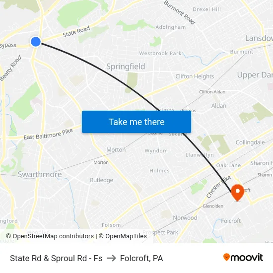 State Rd & Sproul Rd - Fs to Folcroft, PA map