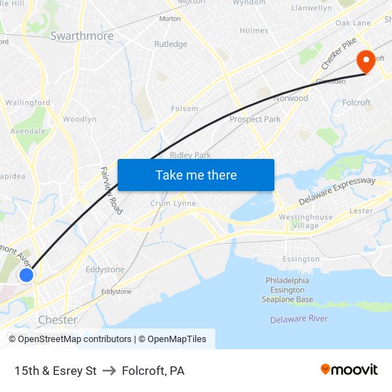 15th & Esrey St to Folcroft, PA map