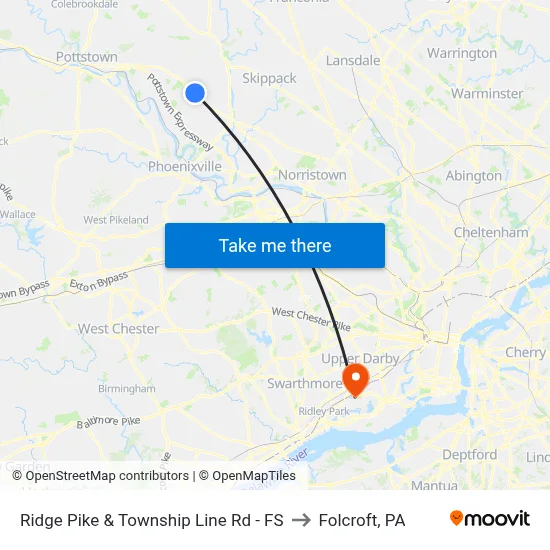 Ridge Pike & Township Line Rd - FS to Folcroft, PA map