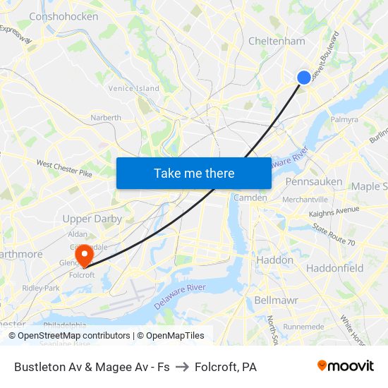 Bustleton Av & Magee Av - Fs to Folcroft, PA map