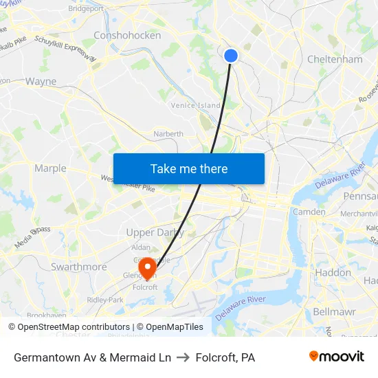 Germantown Av & Mermaid Ln to Folcroft, PA map