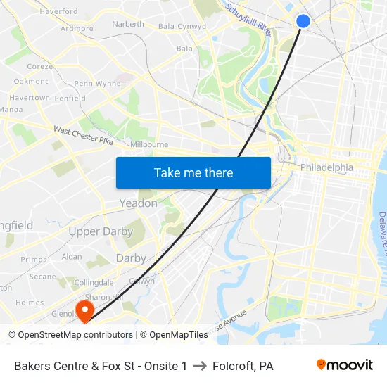 Bakers Centre & Fox St - Onsite 1 to Folcroft, PA map