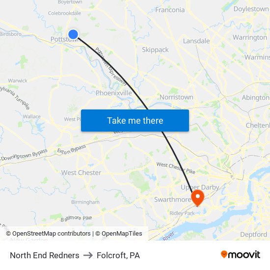 North End Redners to Folcroft, PA map