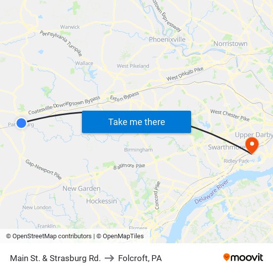 Main St. & Strasburg Rd. to Folcroft, PA map