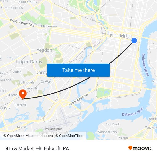 4th & Market to Folcroft, PA map