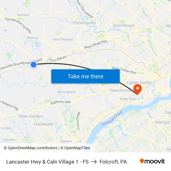 Lancaster Hwy & Caln Village 1 - FS to Folcroft, PA map