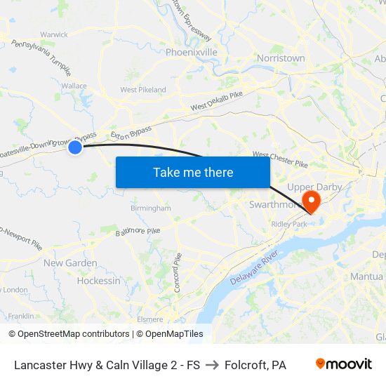 Lancaster Hwy & Caln Village 2 - FS to Folcroft, PA map