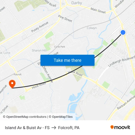 Island Av & Buist Av - FS to Folcroft, PA map