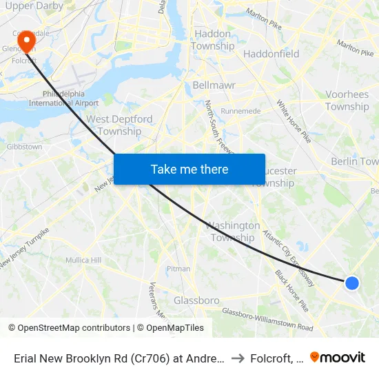 Erial New Brooklyn Rd (Cr706) at Andrews Rd to Folcroft, PA map