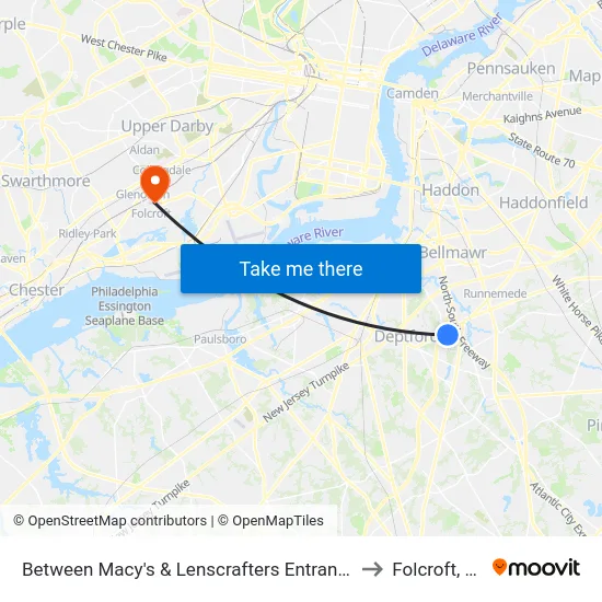 Between Macy's & Lenscrafters Entrances to Folcroft, PA map