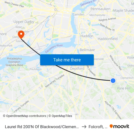 Laurel Rd 200'N Of Blackwood/Clementon Rd to Folcroft, PA map