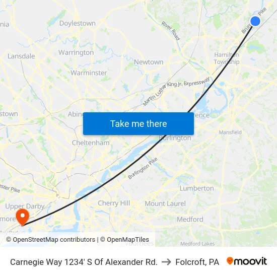Carnegie Way 1234' S Of Alexander Rd. to Folcroft, PA map