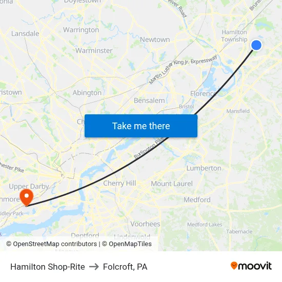 Hamilton Shop-Rite to Folcroft, PA map