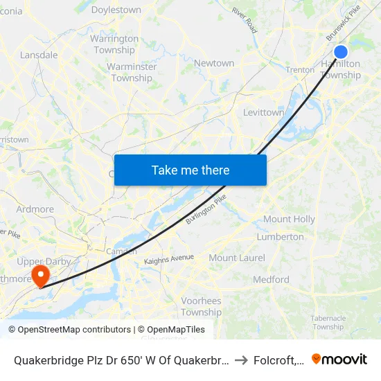 Quakerbridge Plz Dr 650' W Of Quakerbridge Rd to Folcroft, PA map
