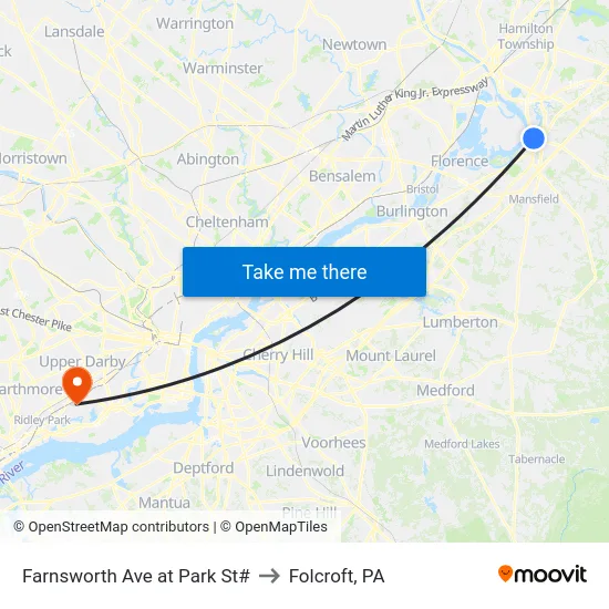 Farnsworth Ave at Park St# to Folcroft, PA map