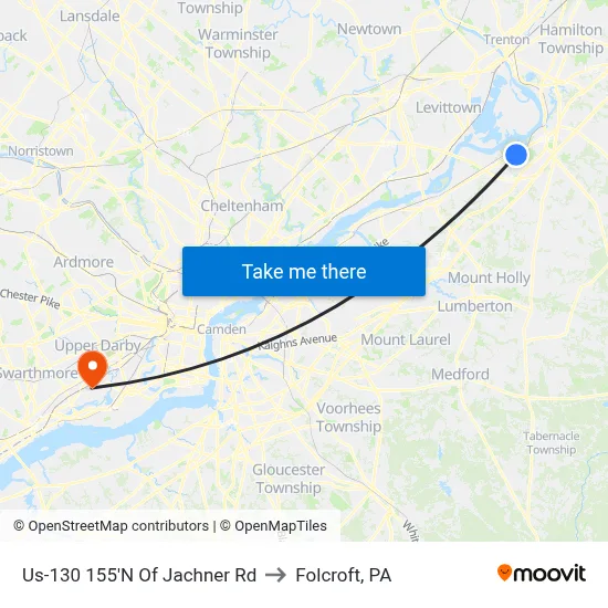Us-130 155'N Of Jachner Rd to Folcroft, PA map