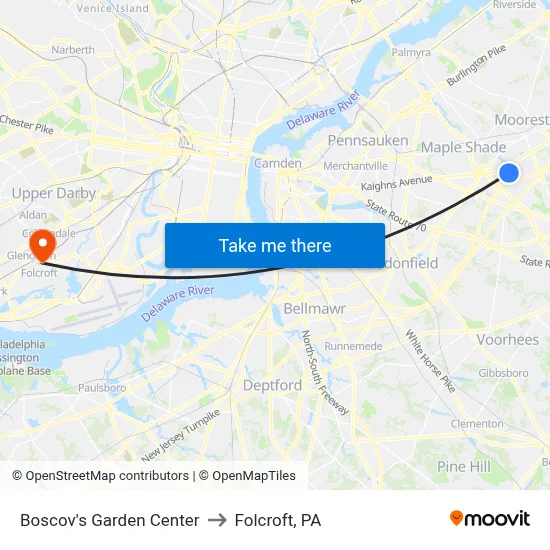 Boscov's Garden Center to Folcroft, PA map