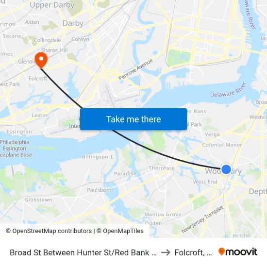 Broad St Between Hunter St/Red Bank Ave to Folcroft, PA map