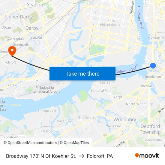 Broadway 170' N Of Koehler St. to Folcroft, PA map