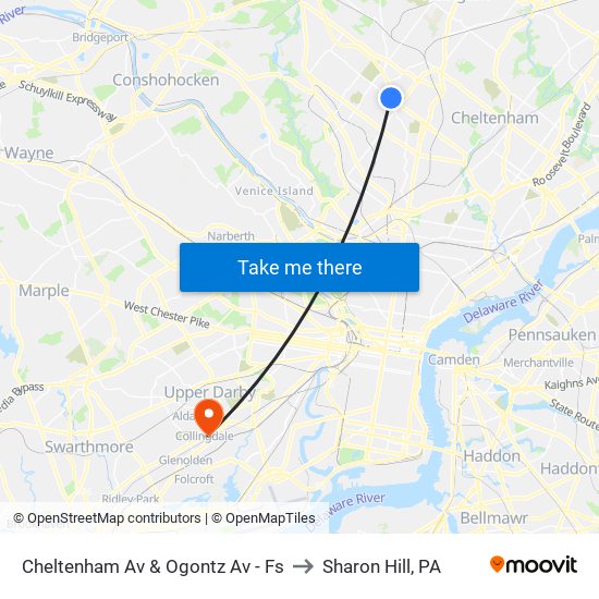 Cheltenham Av & Ogontz Av - Fs to Sharon Hill, PA map