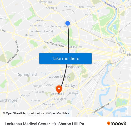 Lankenau Medical Center to Sharon Hill, PA map