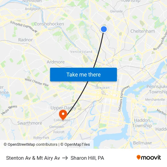 Stenton Av & Mt Airy Av to Sharon Hill, PA map