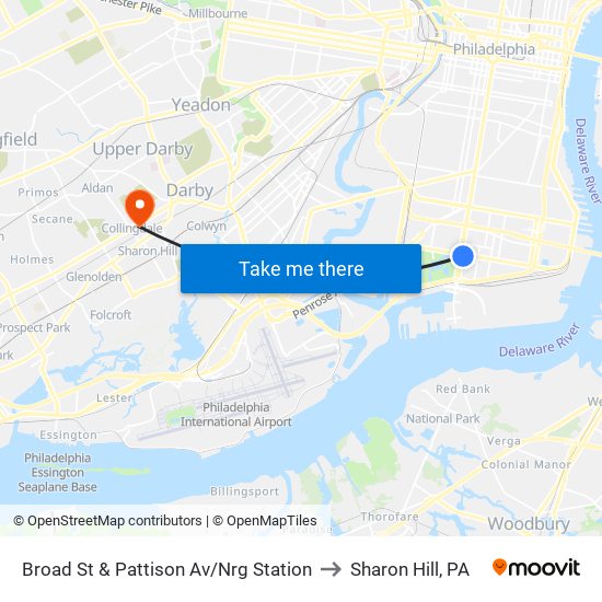 Broad St & Pattison Av/Nrg Station to Sharon Hill, PA map