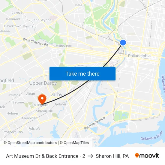 Art Museum Dr  & Back Entrance - 2 to Sharon Hill, PA map