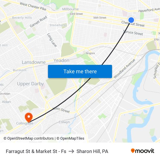 Farragut St & Market St - Fs to Sharon Hill, PA map