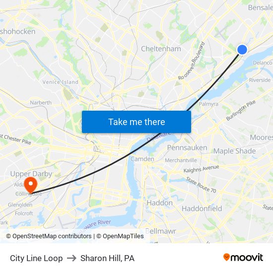 City Line Loop to Sharon Hill, PA map