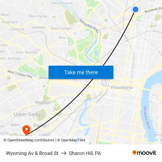 Wyoming Av & Broad St to Sharon Hill, PA map