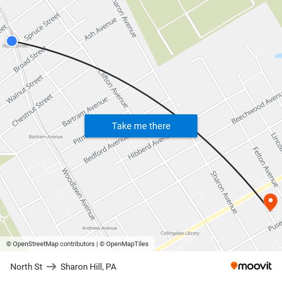 North St to Sharon Hill, PA map