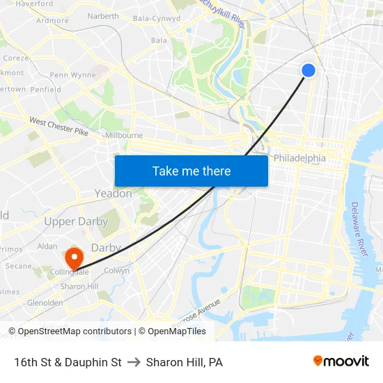 16th St & Dauphin St to Sharon Hill, PA map