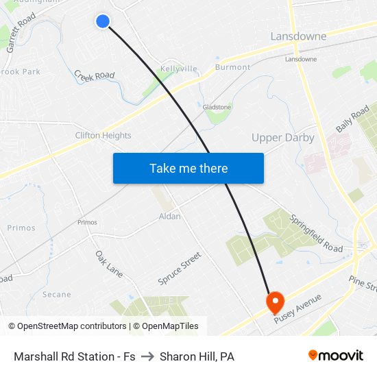 Marshall Rd Station - Fs to Sharon Hill, PA map